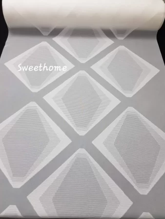 Schiebevorhangstoff weiß Rhomben B-60 cm.